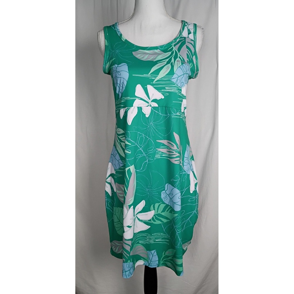 Columbia PFG Freezer III Dress Womens Green Tropical Floral Fishing Sun Size M